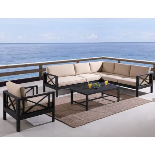 black metal outdoor sofa