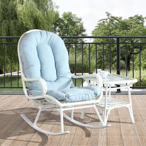 outdoor white rocking chair