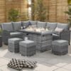 patio set with fire pit
