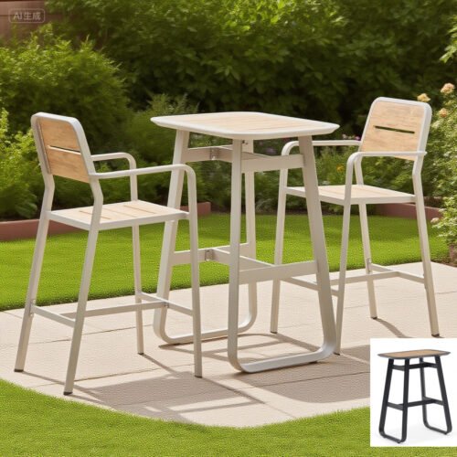 black outdoor bar table set