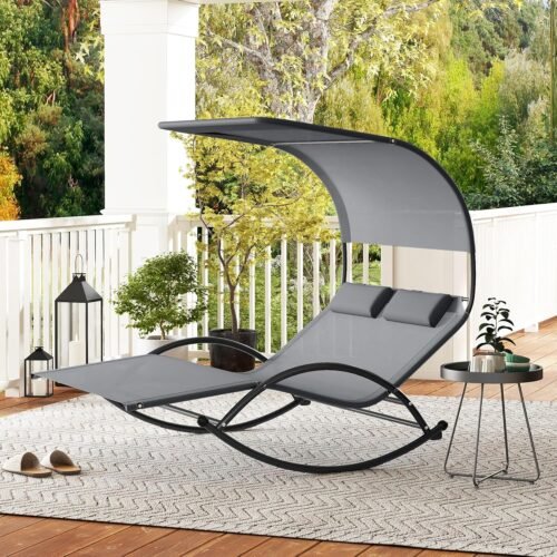 Outdoor Chaise Lounge Rocking Daybed with Sun Shade Canopy 1 The Premier Patio Outdoor Furniture Manufacturer