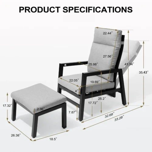 Recliner chair with footstool 4 1 The Premier Patio Outdoor Furniture Manufacturer