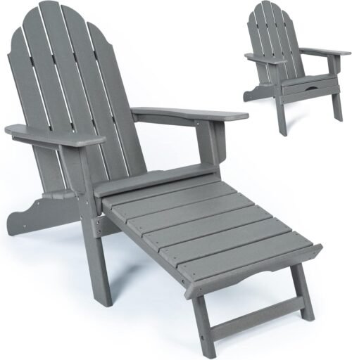 Gray Adirondack Chair with Ottoman