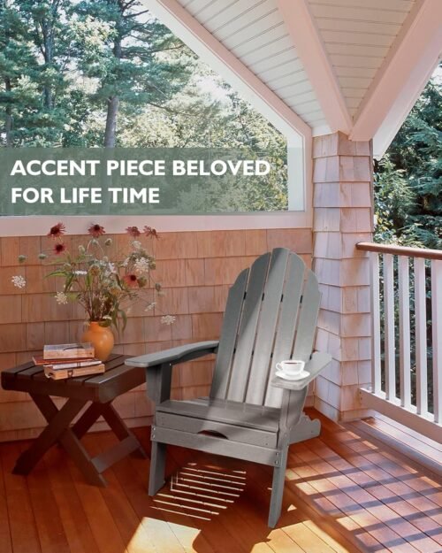 Gray Adirondack Chair with Ottoman