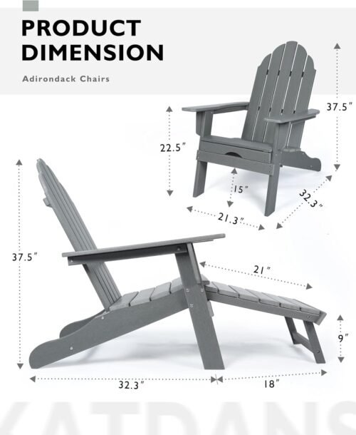 Gray Adirondack Chair with Ottoman
