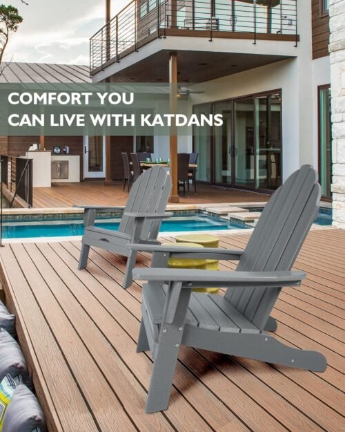 Gray Adirondack Chair with Ottoman