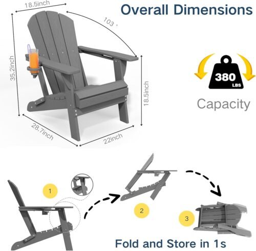 HDPE Folding Adirondack Chairs with Cup Holder