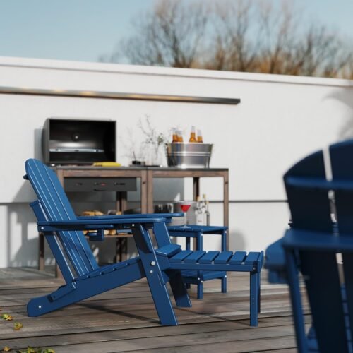 Folding HDPE Adirondack Chair with Footrest